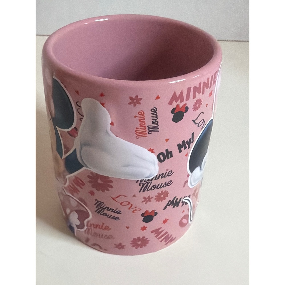 Disney Minnie Mouse Pink Coffee Mug Jerry Leigh Oh My Love Polka Dot Ceramic Cup - Picture 5 of 10